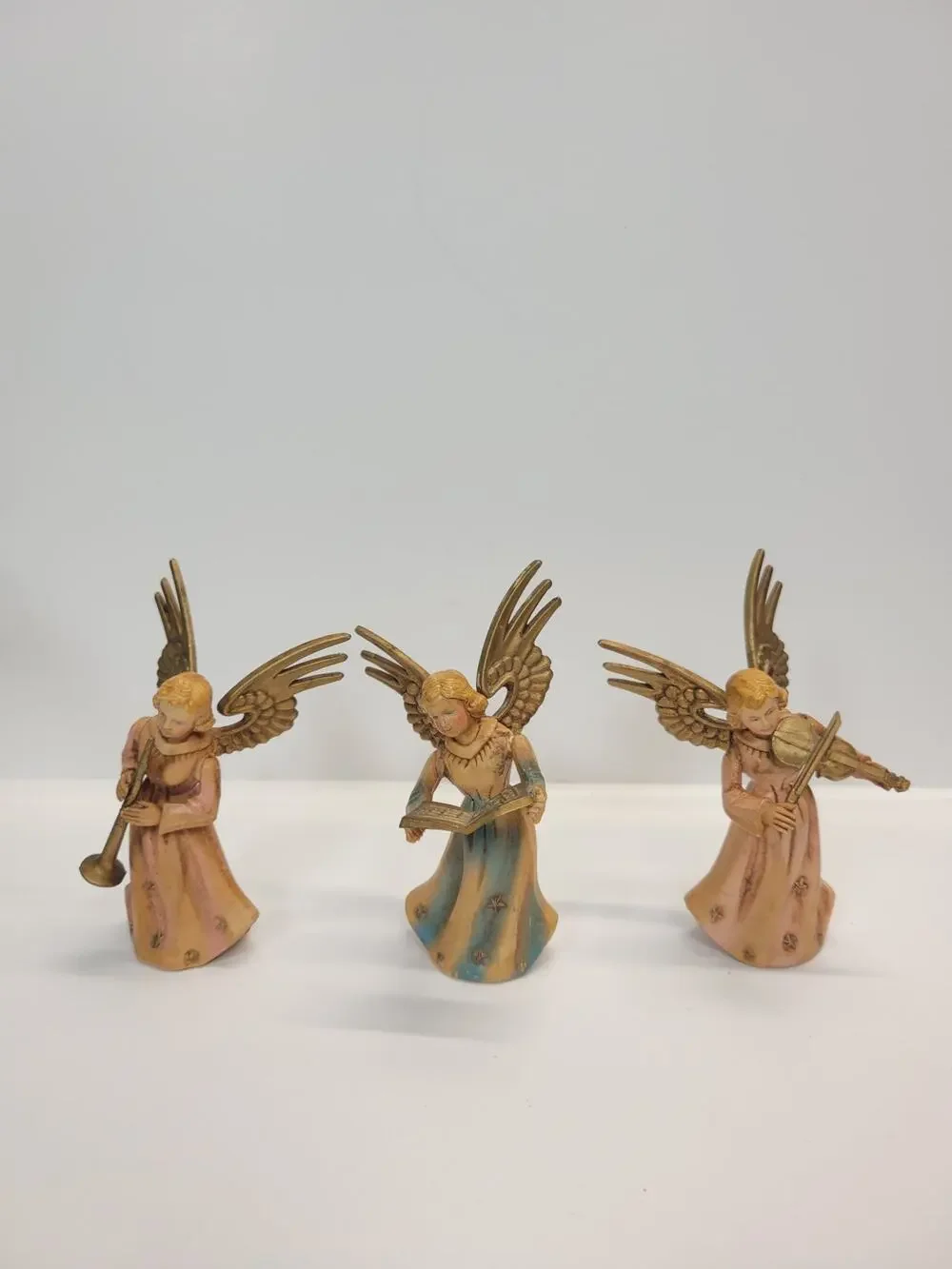 3 Vintage Christmas Angel Musicians ARA Plastic  Holiday Decor British Hong Kong